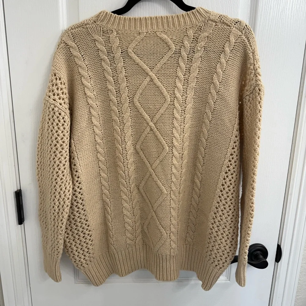 Tularosa Cable Knit Cream Sweater Women's Size XS